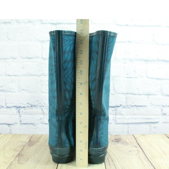 LL Bean Wellie Blue Rubber Pull On Waterproof Tall Rain Boots Size 11 M - Picture 6 of 10